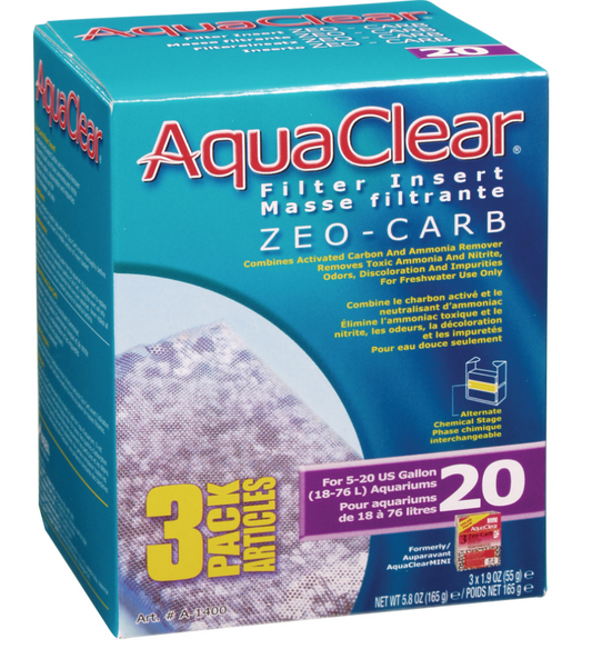 Zeo-Carb for AquaClear 20/Mini, 165 g (5.8 oz), pack of 3
