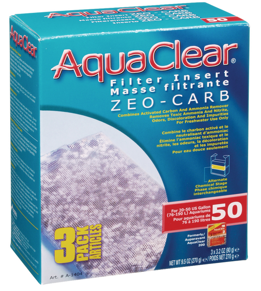 Zeo-Carb for AquaClear 50/200, 270 g (9.5 oz), pack of 3