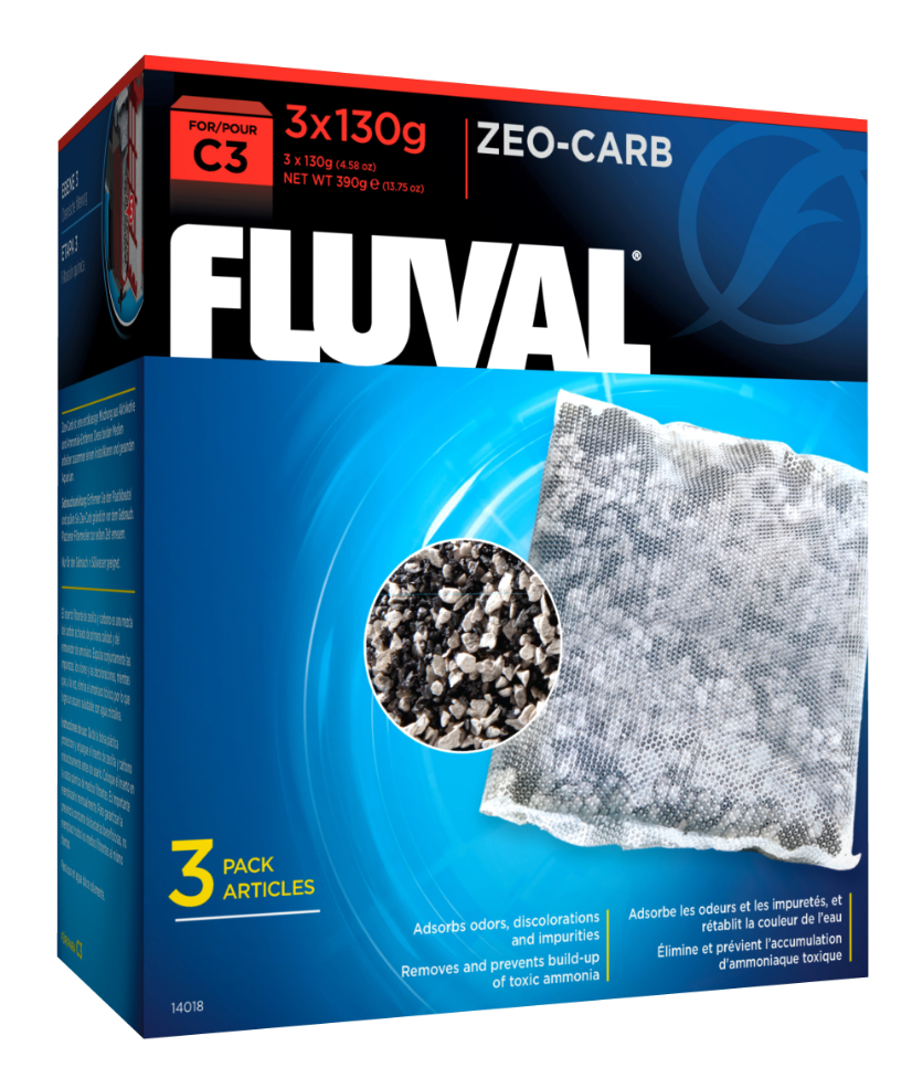 Zeo-Carb pour filtre à moteur Fluval C3, paquet de 3